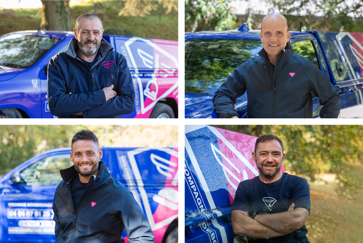 Portraits de Bruno, Paul, Frédéric et Damien, 4 déboucheurs du Var